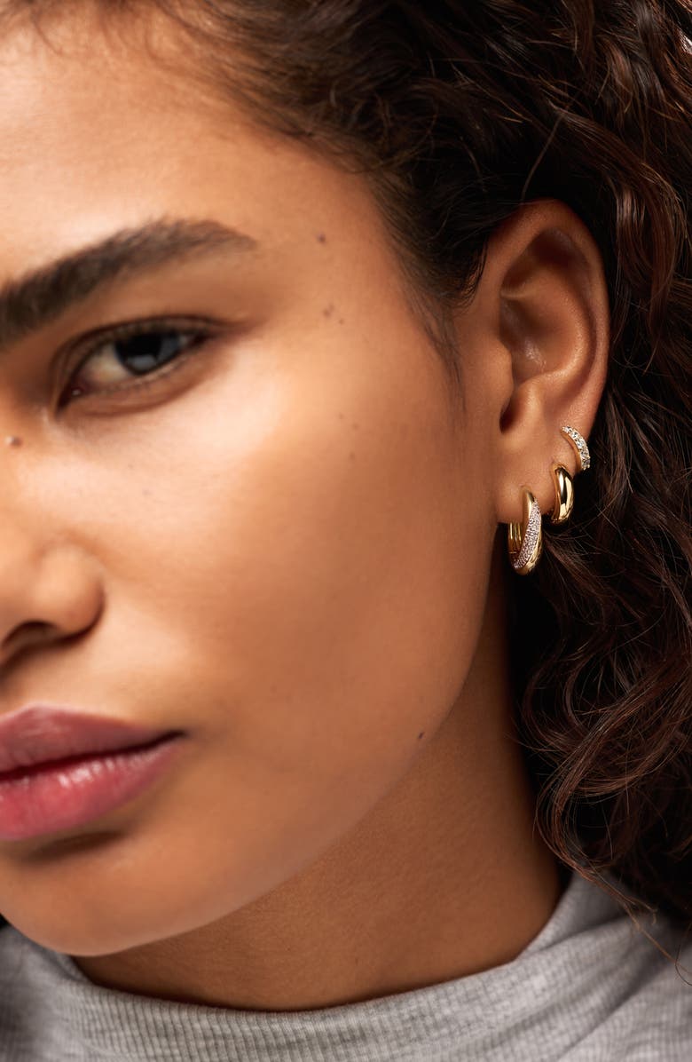 Ana Luisa Kira Bold Pavé Hoop Earrings, Alternate, color, Gold / Clear