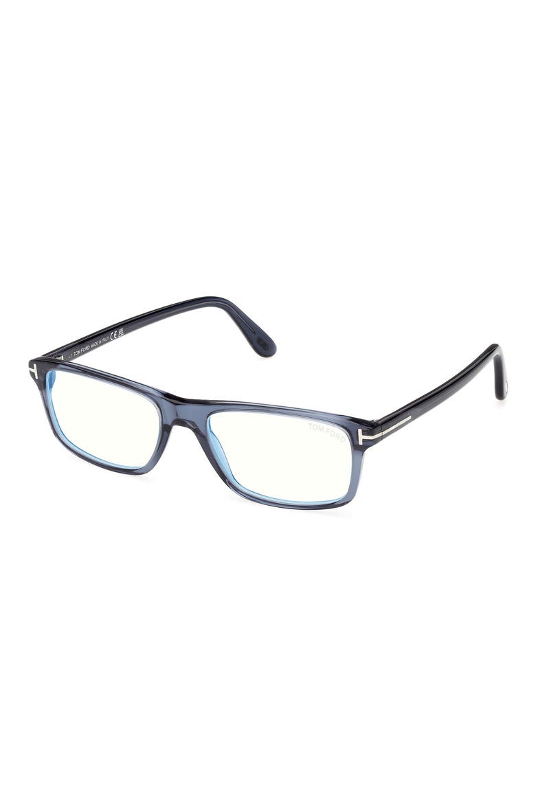 53mm Rectangular Blue Light Blocking Glasses, Alternate, color, SHINY TRANSPARENT NAVY BLUE