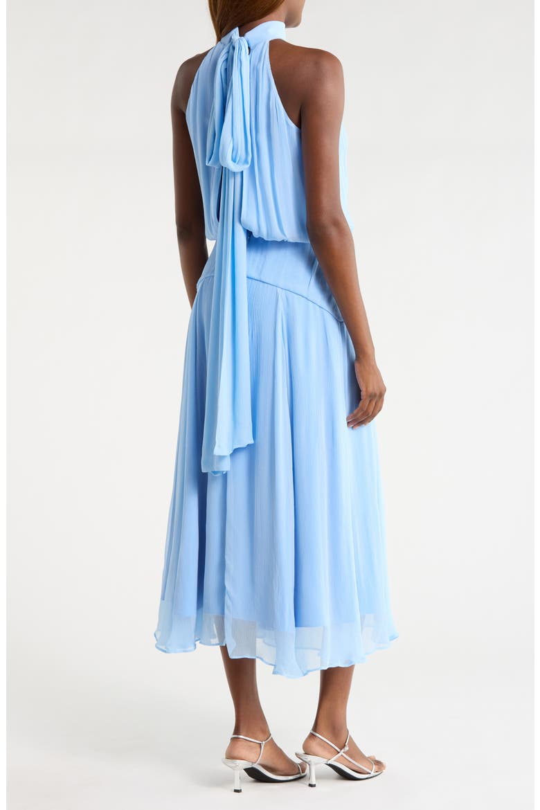 Camryn Keyhole Crinkle Crepe Midi Dress, Alternate, color, CLEAR BLUE