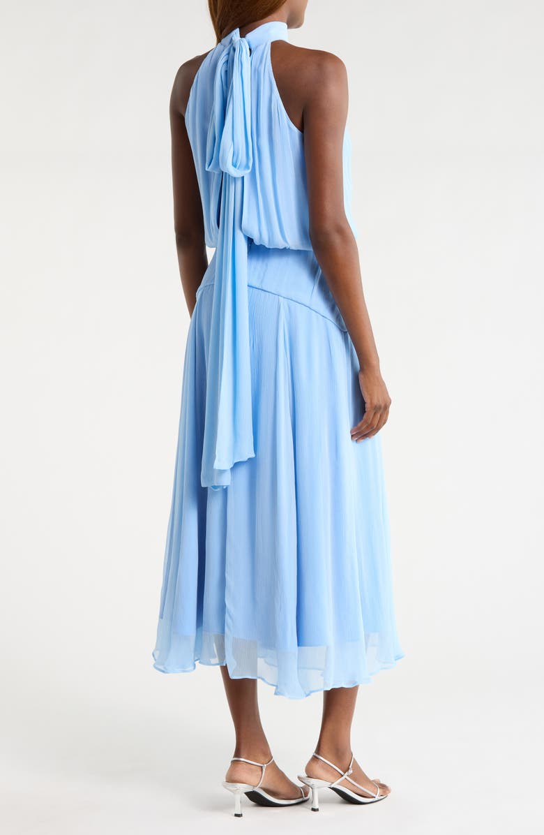 STAUD Camryn Keyhole Crinkle Crepe Midi Dress, Alternate, color, Clear Blue
