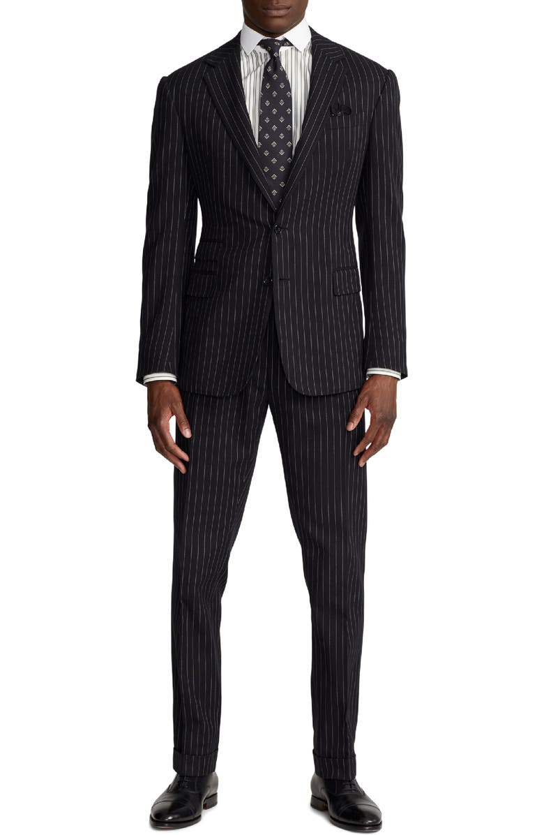 Ralph Lauren Purple Label Kent Pinstripe Cotton & Silk Suit, Alternate, color,