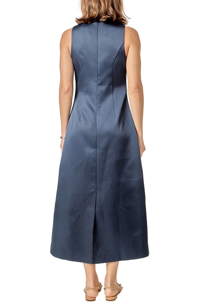 English Factory Sleeveless Satin Midi Dress, Alternate, color, Navy