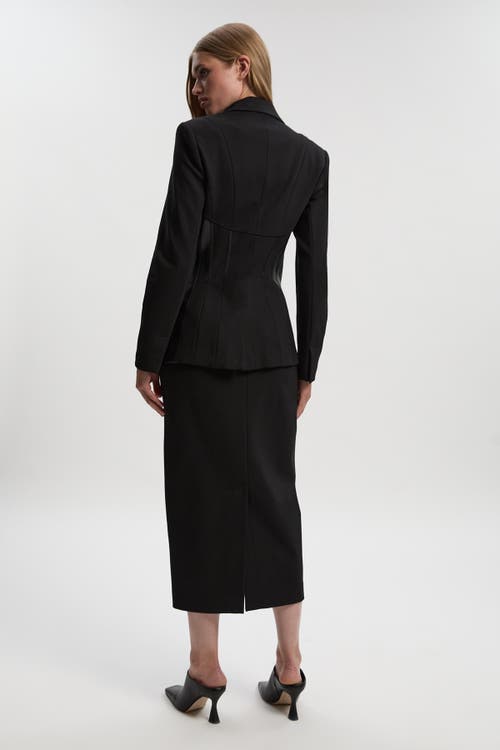Karen Millen Ponte Pu Pencil Skirt In Black