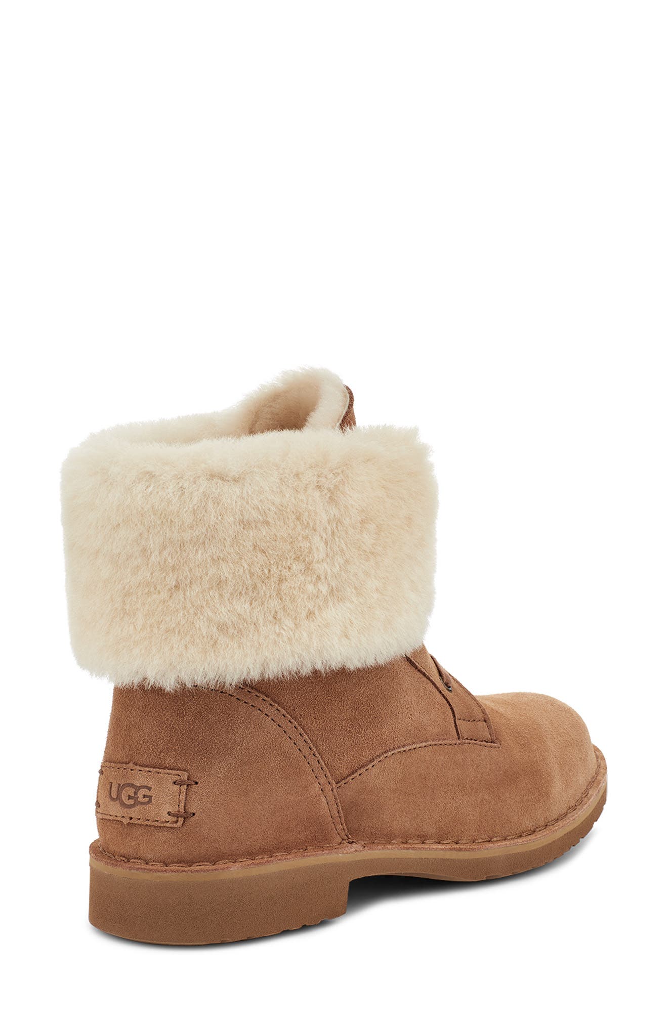 Weylyn Genuine Shearling Bootie, Alternate, color, CHESTNUT SUEDE