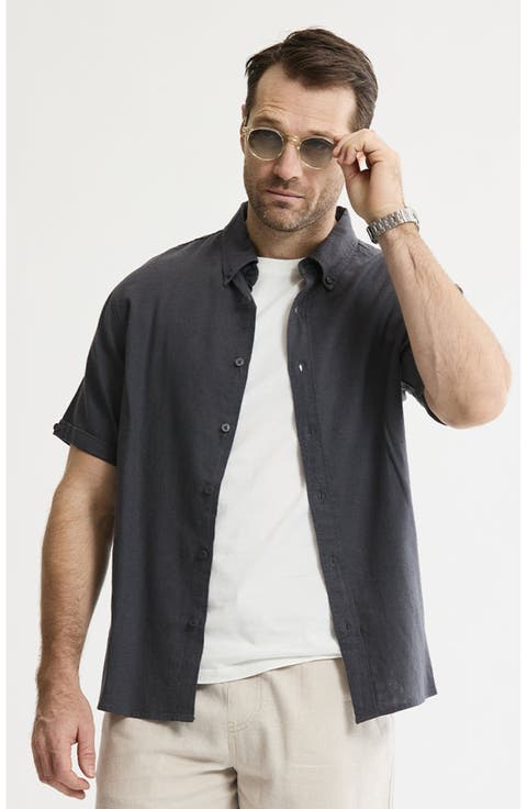 Linen Blend Short Sleeve Shirt
