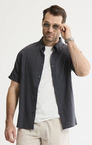 JACHS Linen Blend Short Sleeve Shirt
