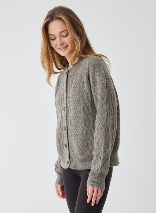 MAJESTIC MAJESTIC FILATURES YAK WOOL CABLE LONG SLEEVE CREWNECK CARDIGAN