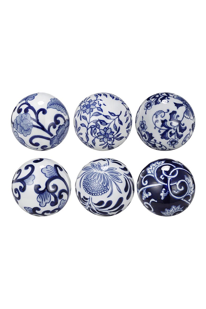 Set of 6 Decorative Spheres, Main, color, BLUE