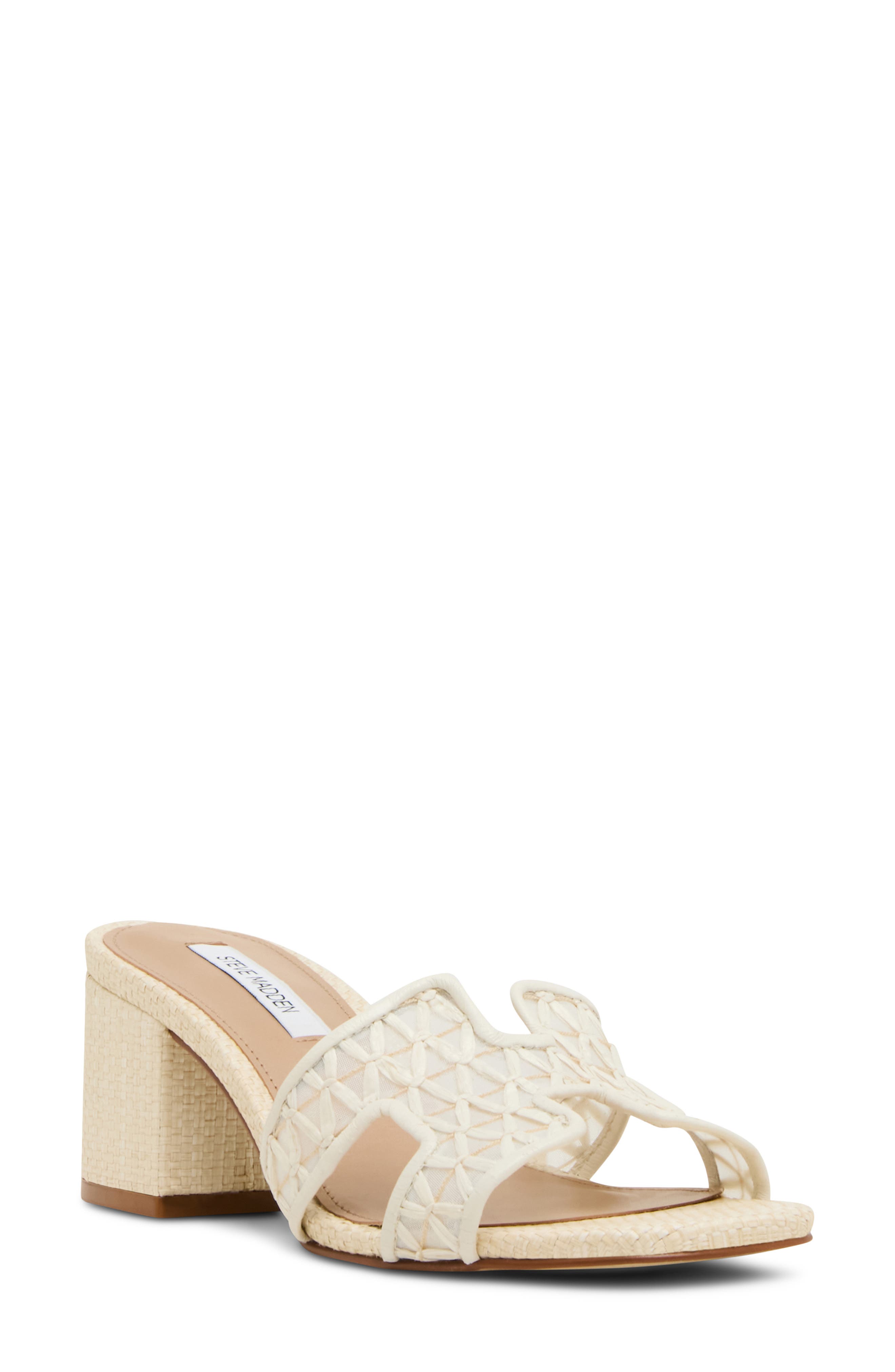 Steve Madden Hydie Block Heel Sandal, Main, color, Bone Raffia