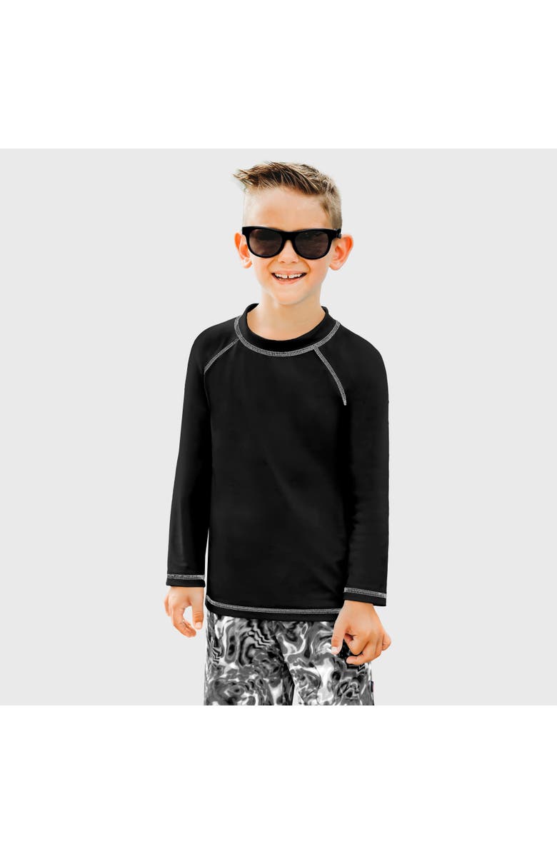 CITY THREADS Boys UPF 50+ Long Sleeve Rashguard, Main, color, Black
