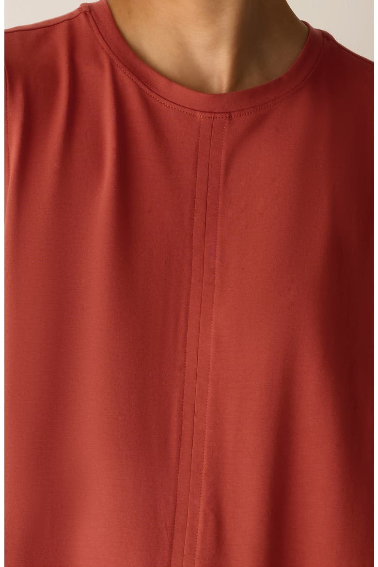 Crew Neck Front Slit Midi Dress, Alternate, color, BLOOD ORANGE