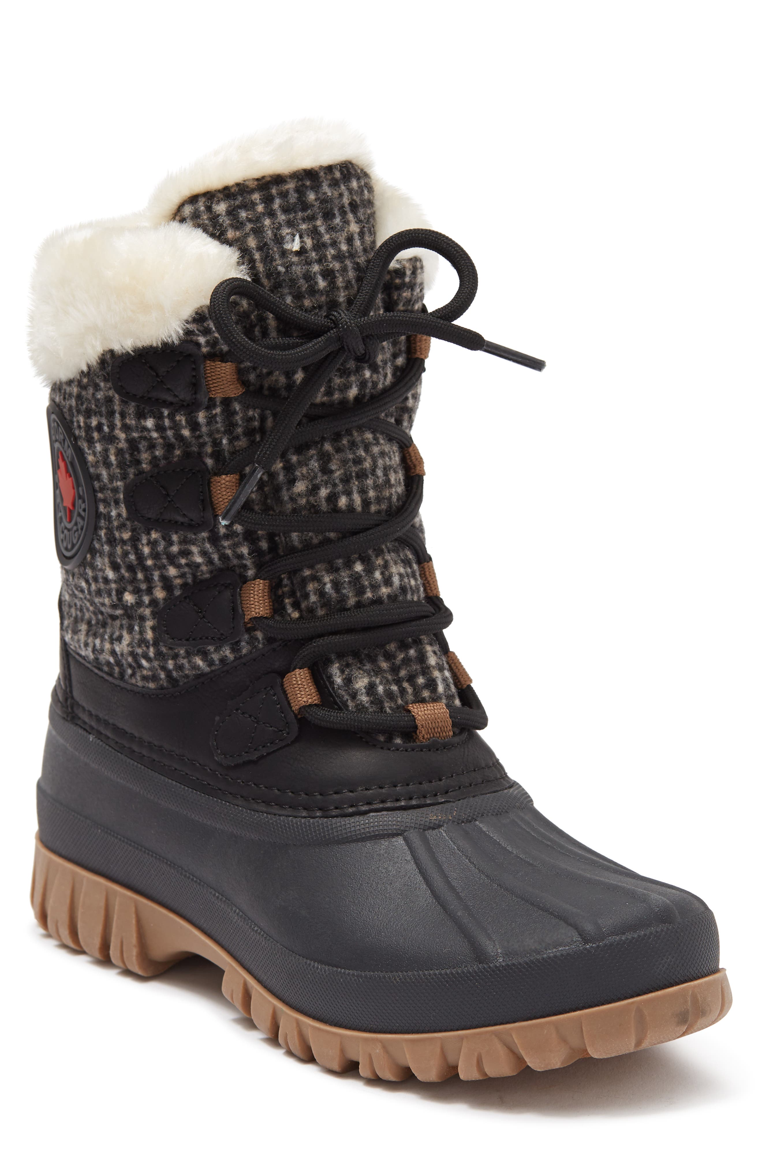 Cougar Gatsby Faux Shearling Cuff Duck Toe Boot, Main, color, 