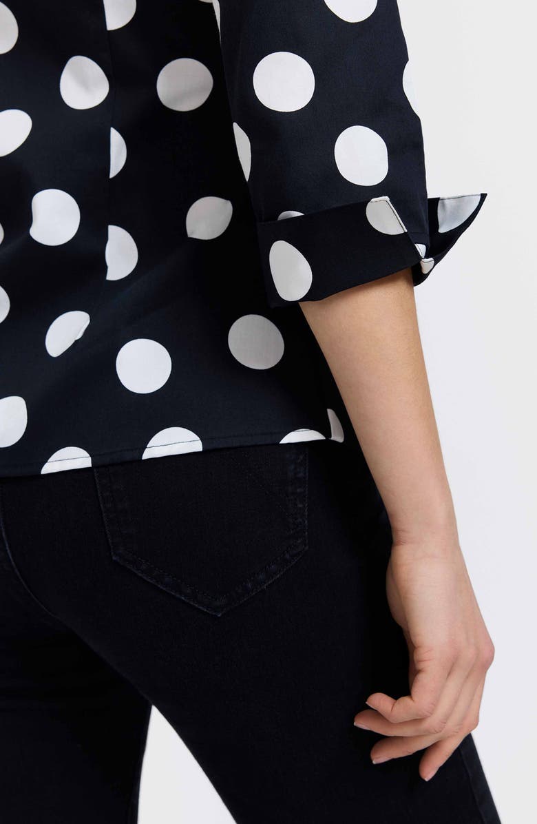 Foxcroft Salina Polka Dot Cotton Wrap Shirt, Alternate, color, Black/ White