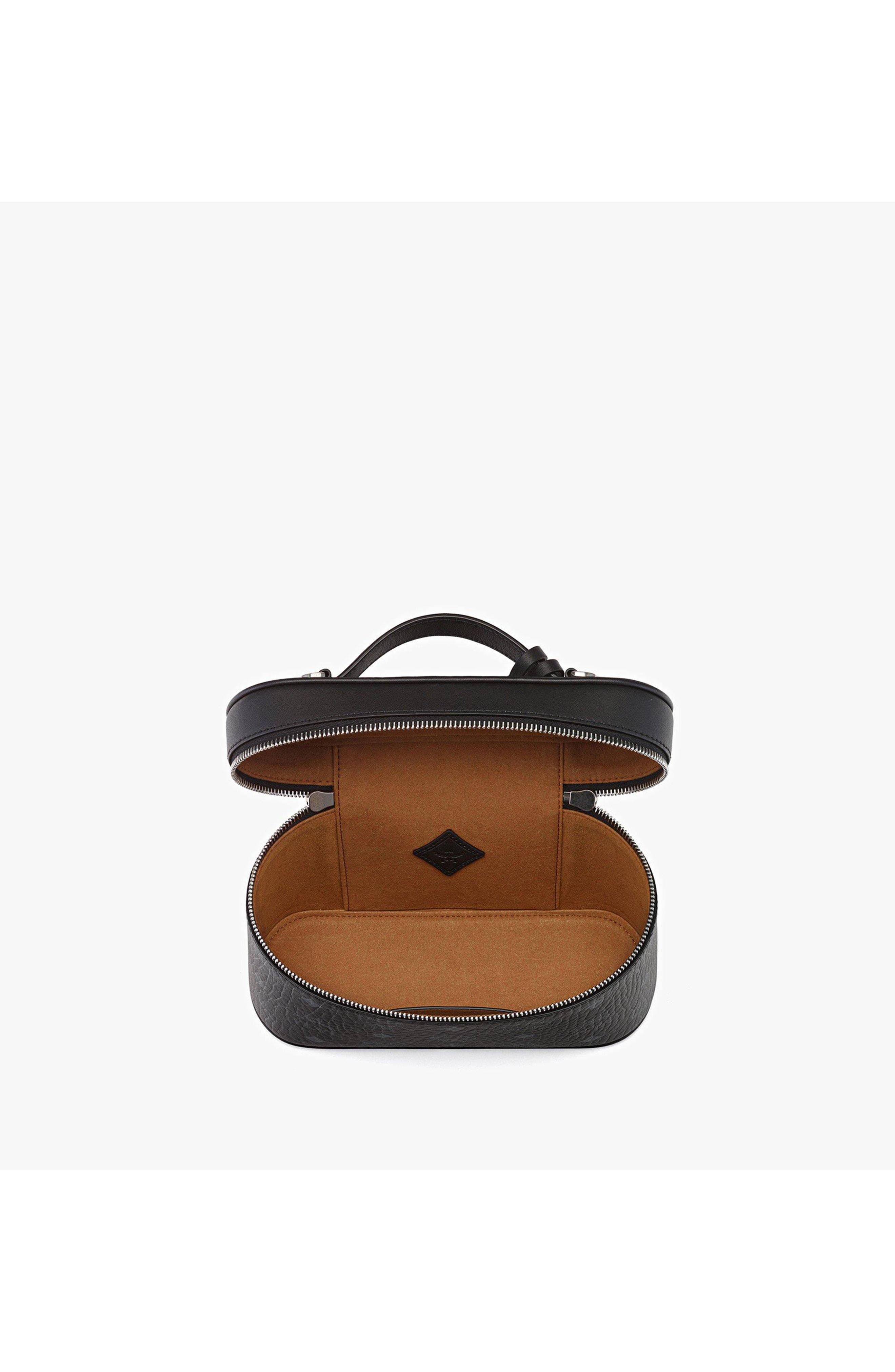 MCM Aren Vanity Case in Visetos Leather Mix, Alternate, color, Black