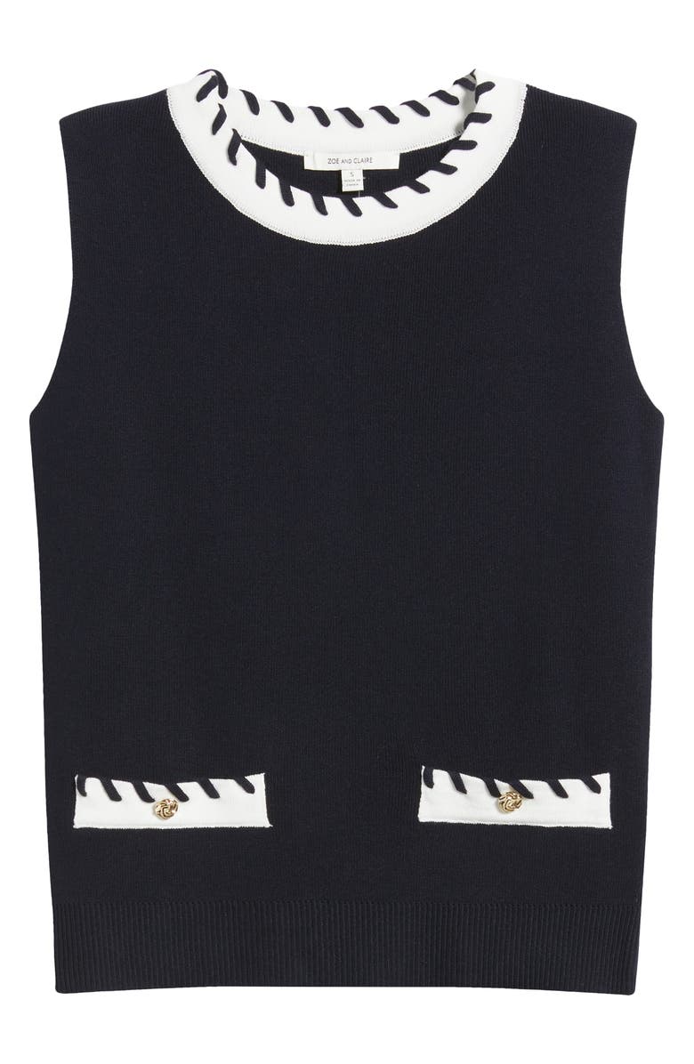 ZOE AND CLAIRE Whipstitched Sleeveless Sweater, Alternate, color, 