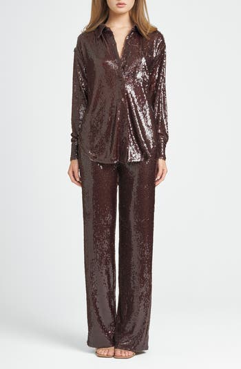 Find Your Light Sequin Button-Up Shirt