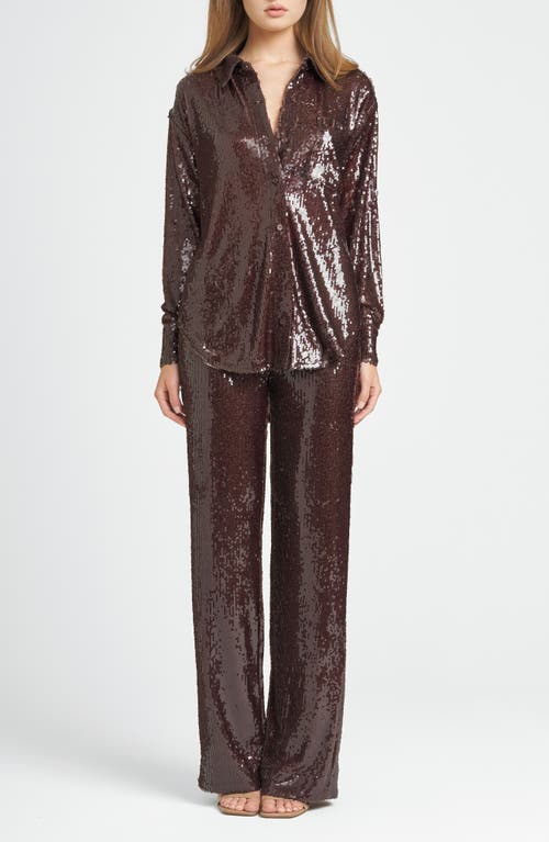 WAYF WAYF FIND YOUR LIGHT SEQUIN BUTTON-UP SHIRT 