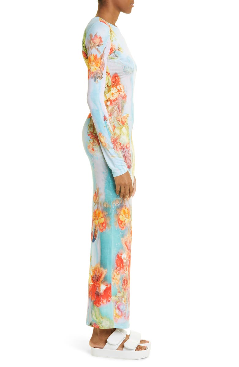 Jean Paul Gaultier Floral Body Print Crop Long Sleeve Dress, Alternate, color,