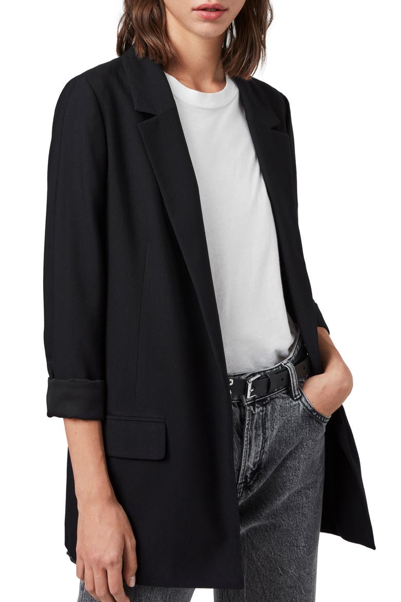Aleida Open Front Blazer, Alternate, color, BLACK