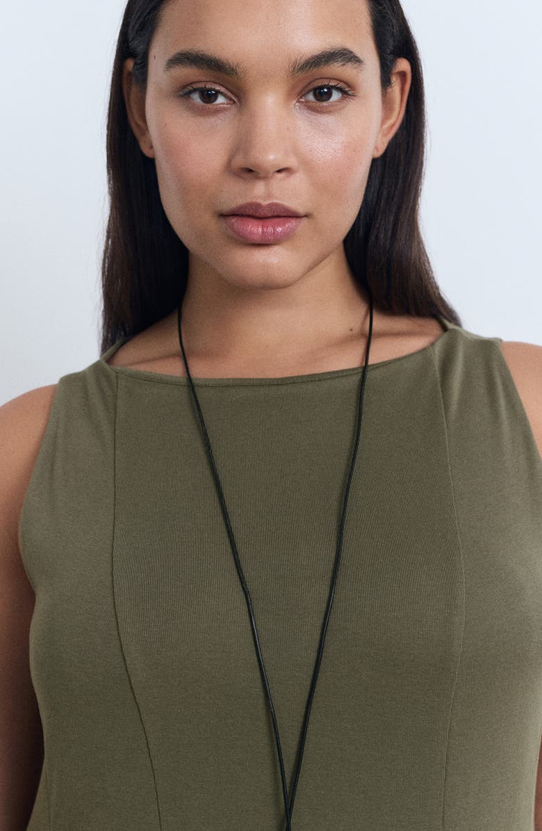 MANGO Sleeveless Pleated Dress, Alternate, color, Khaki Green