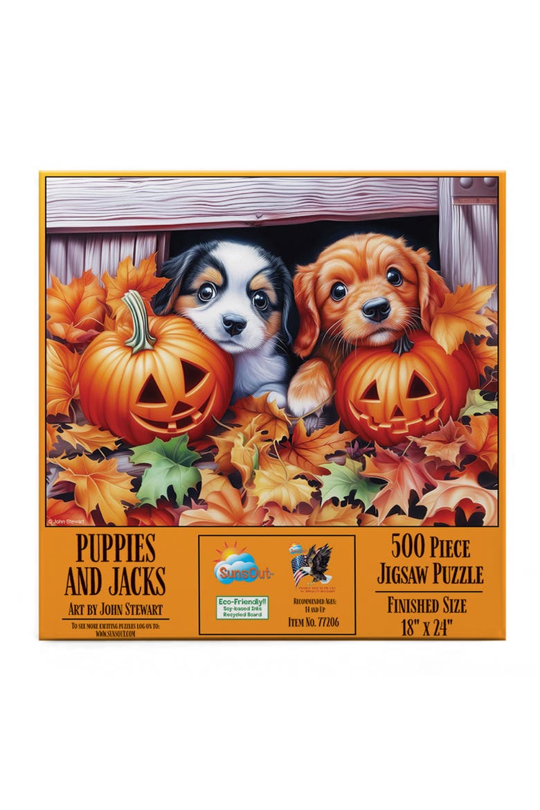 Puppies and Jacks 500 piece Jigsaw Puzzle for Adults, Alternate, color, Multicolor