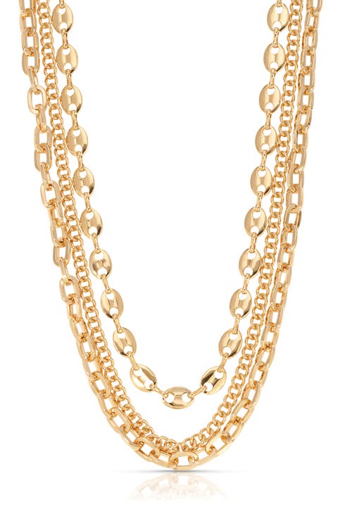 Triple Mixed Chain Necklace
