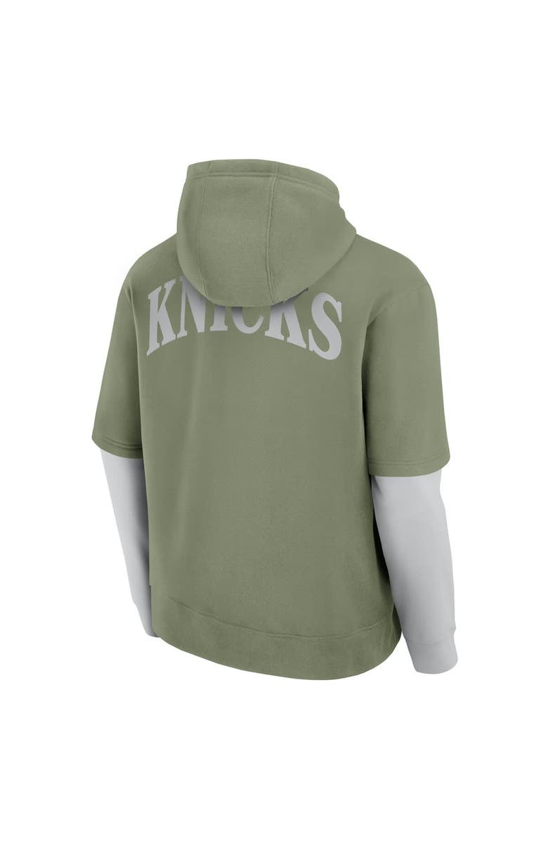 FANATICS Men's Fanatics Olive New York Knicks Elements Sleek Pullover Hoodie, Alternate, color, Olive