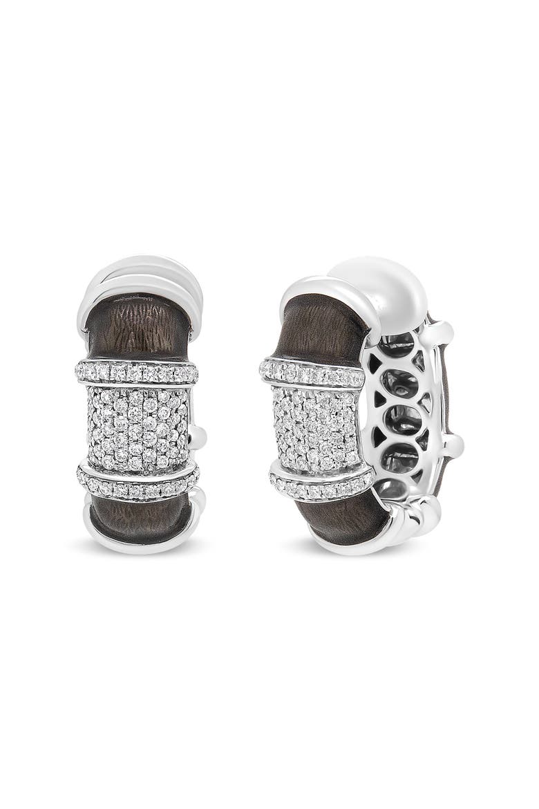 18K Gold Over Silver 5/8 Cttw Diamonds Huggie Hoop Earrings, Main, color, White