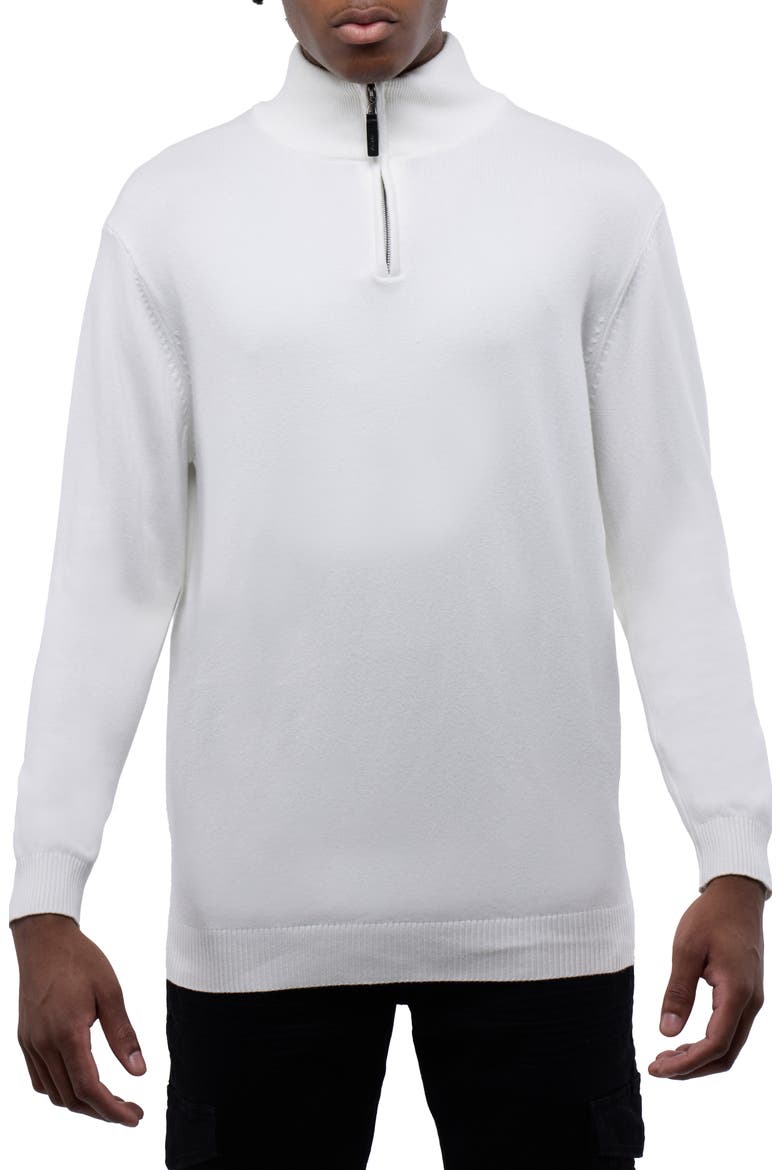 Quarter Zip Mock Neck Sweater, Main, color, OFF WHITE