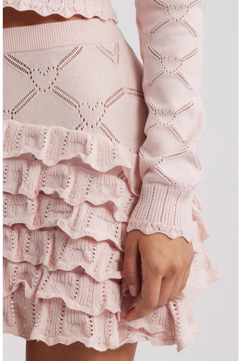 Kalliope Pointelle Ruffle Miniskirt, Alternate, color, VELOUR PINK