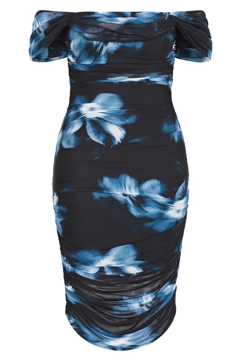 Floral Print Off the Shoulder Dress, Alternate, color, TEAL FLORAL