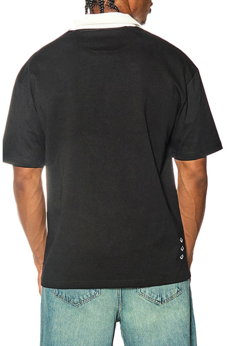 Post Game Embroidered Cotton Rugby Polo, Alternate, color, BLACK