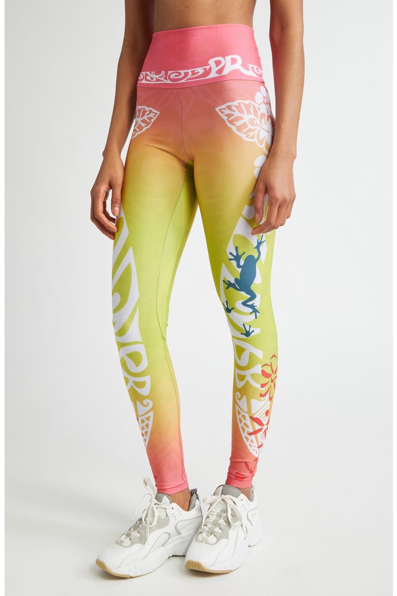 Print Mesh Leggings, Main, color, NEON SUNSET