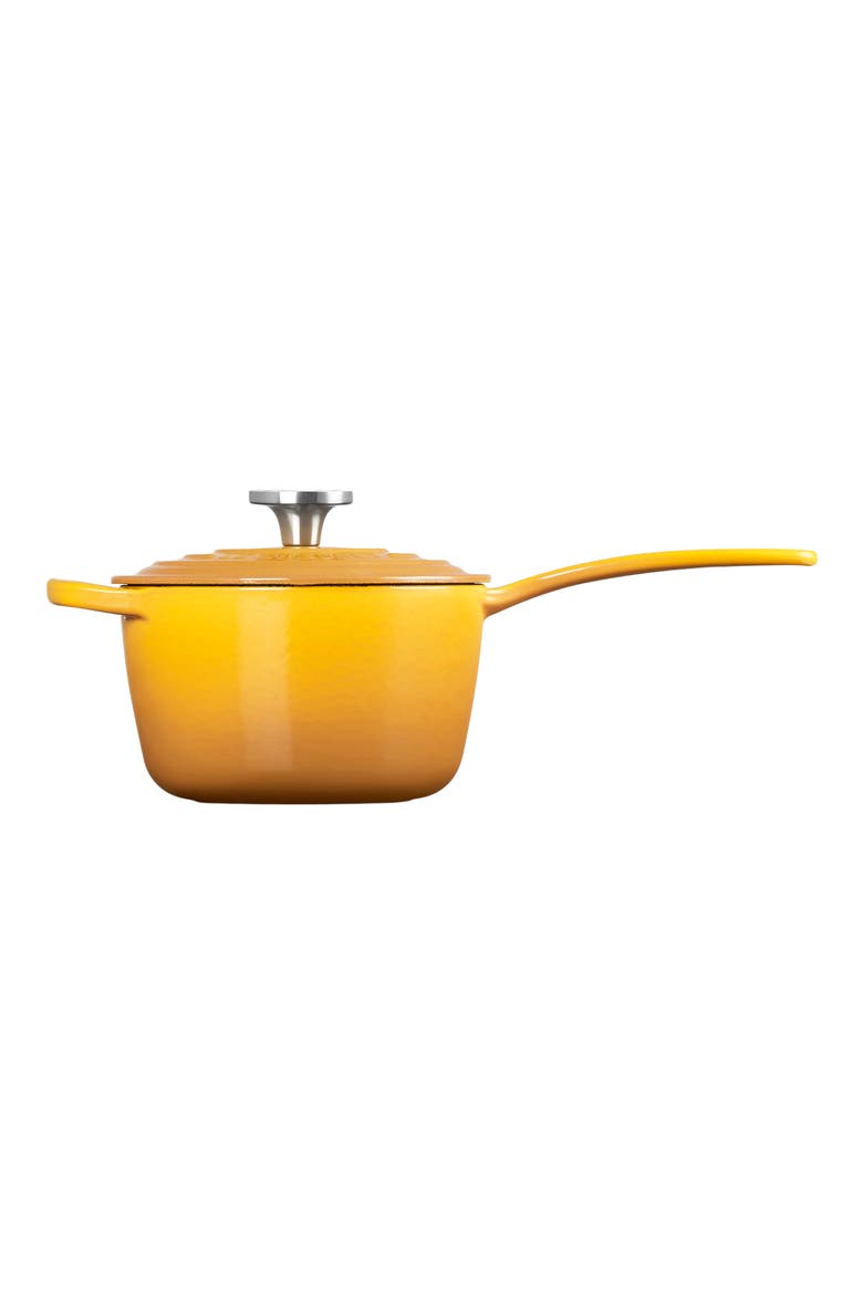 Signature 1.75-Quart Enameled Cast Iron Saucepan, Alternate, color, NECTAR