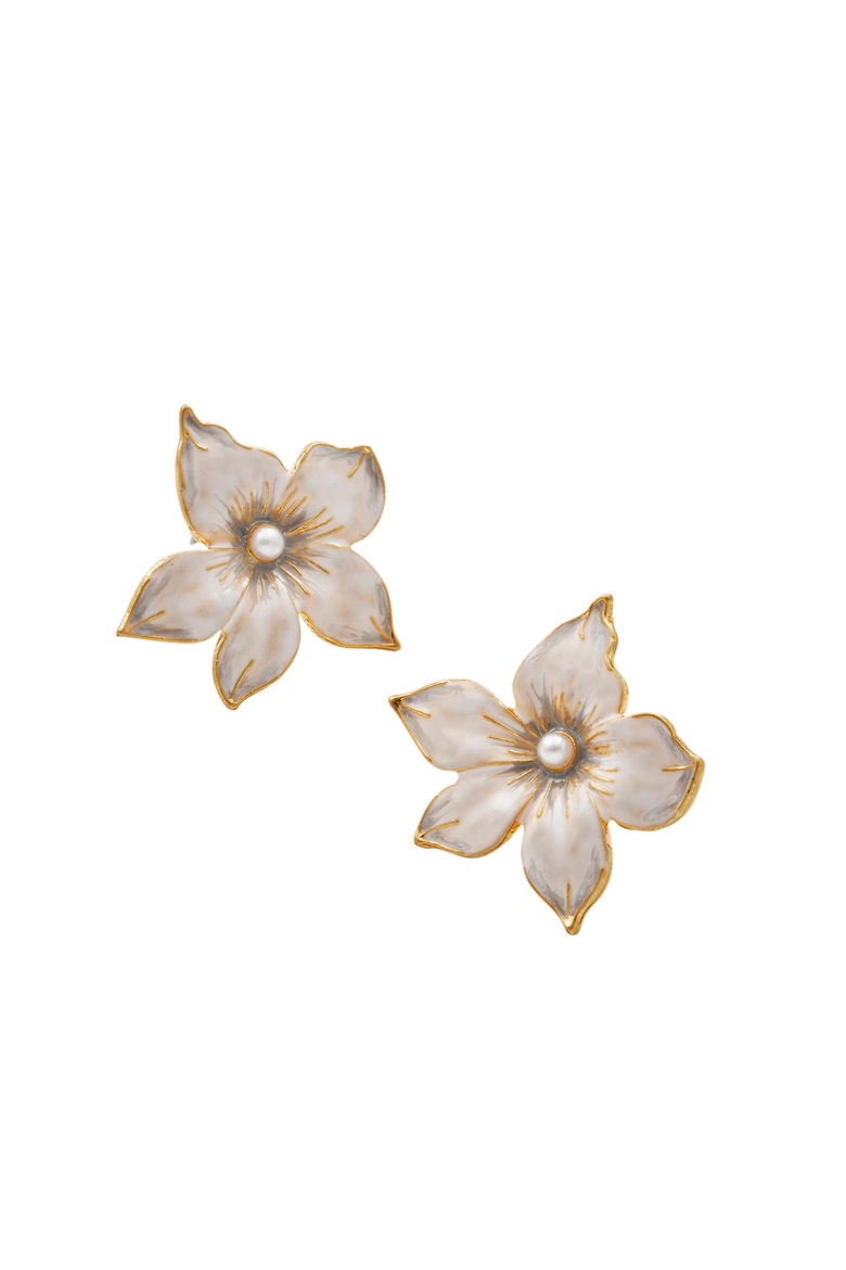 Jasmine & Pearl Oversized Stud Earrings, Alternate, color, Gold