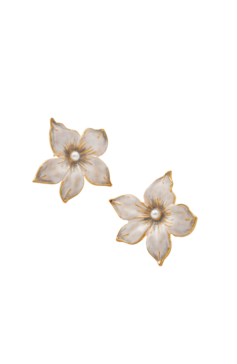 Fable England Jasmine & Pearl Oversized Stud Earrings, Alternate, color, Gold