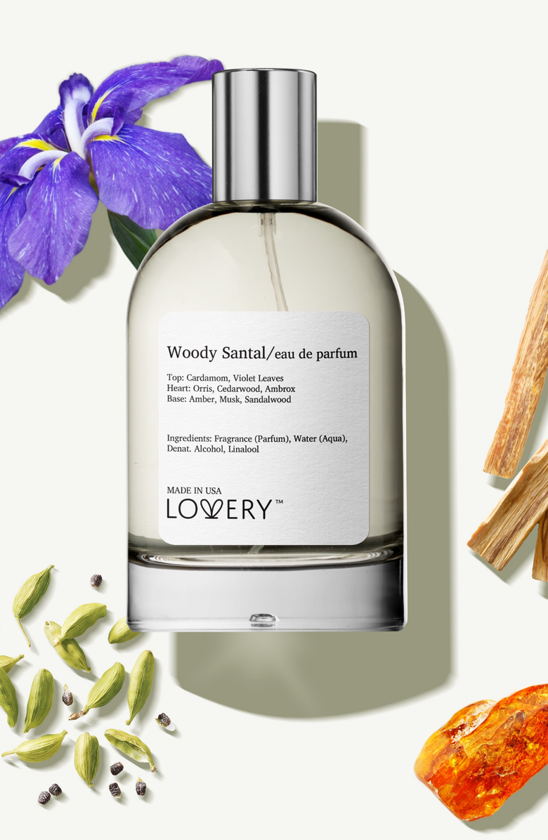 Lovery Woody Santal Eau de Parfum, Made in USA, 3.4 oz, Alternate, color, Silver, White, Cream, Black