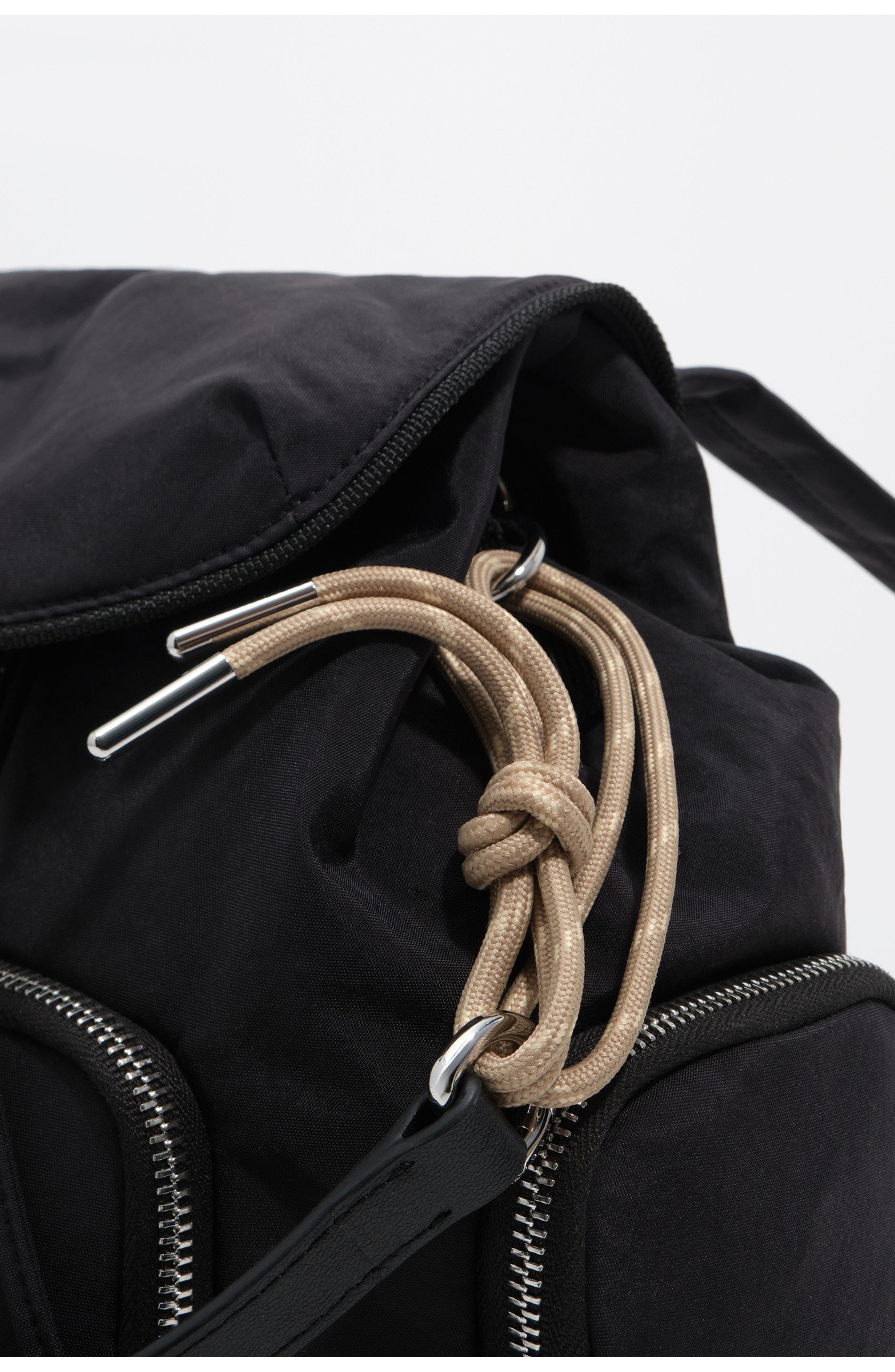 Nylon Pocket Backpack, Alternate, color, BLACK
