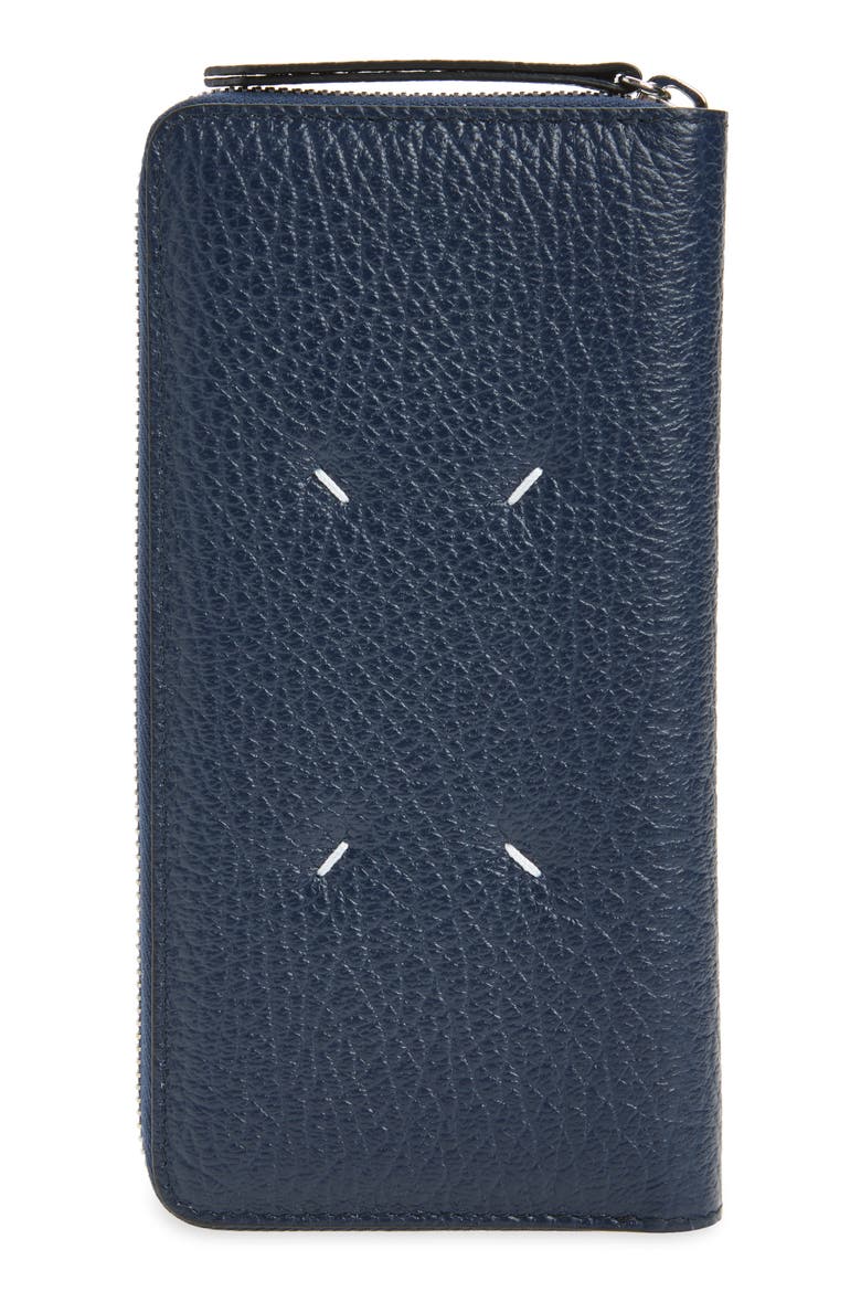Leather Continental Wallet, Main, color, NAVY/ GREY