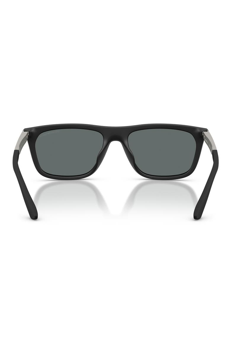 57mm Polarized Pillow Sunglasses, Alternate, color, MATTE BLACK / DARK GREY POLAR