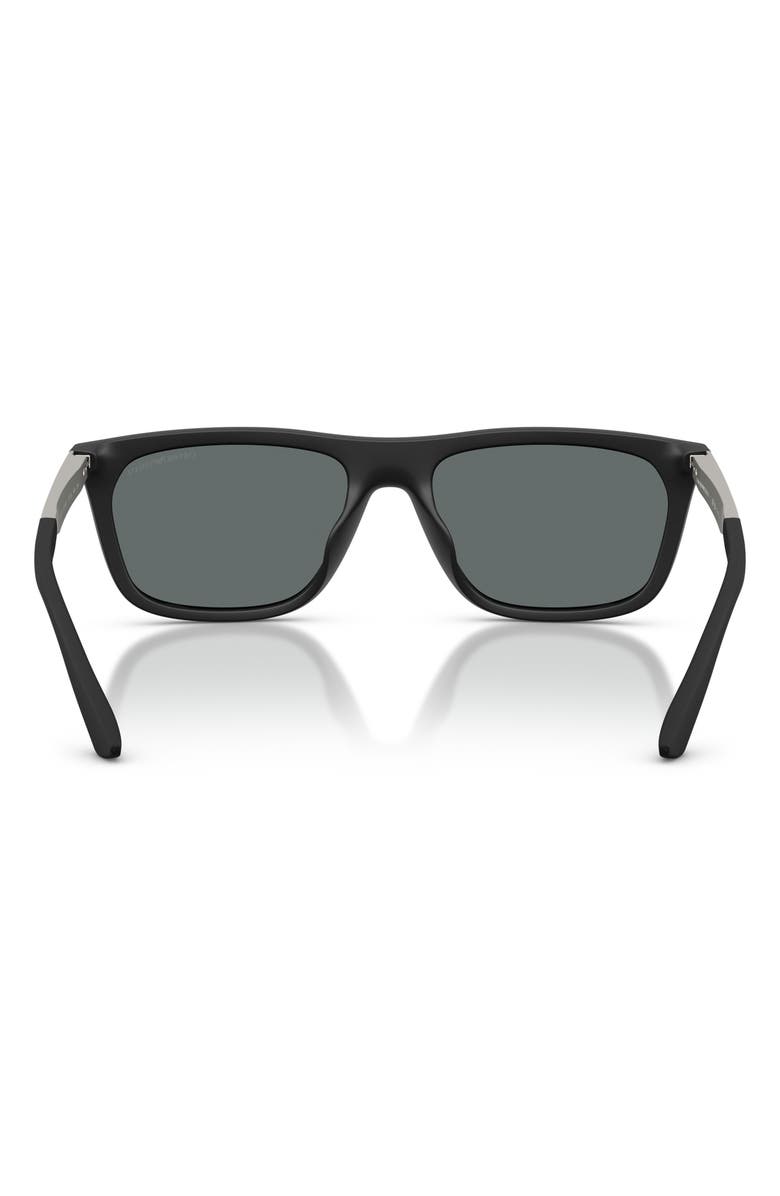 Emporio Armani 57mm Polarized Pillow Sunglasses, Alternate, color, Matte Black / Dark Grey Polar