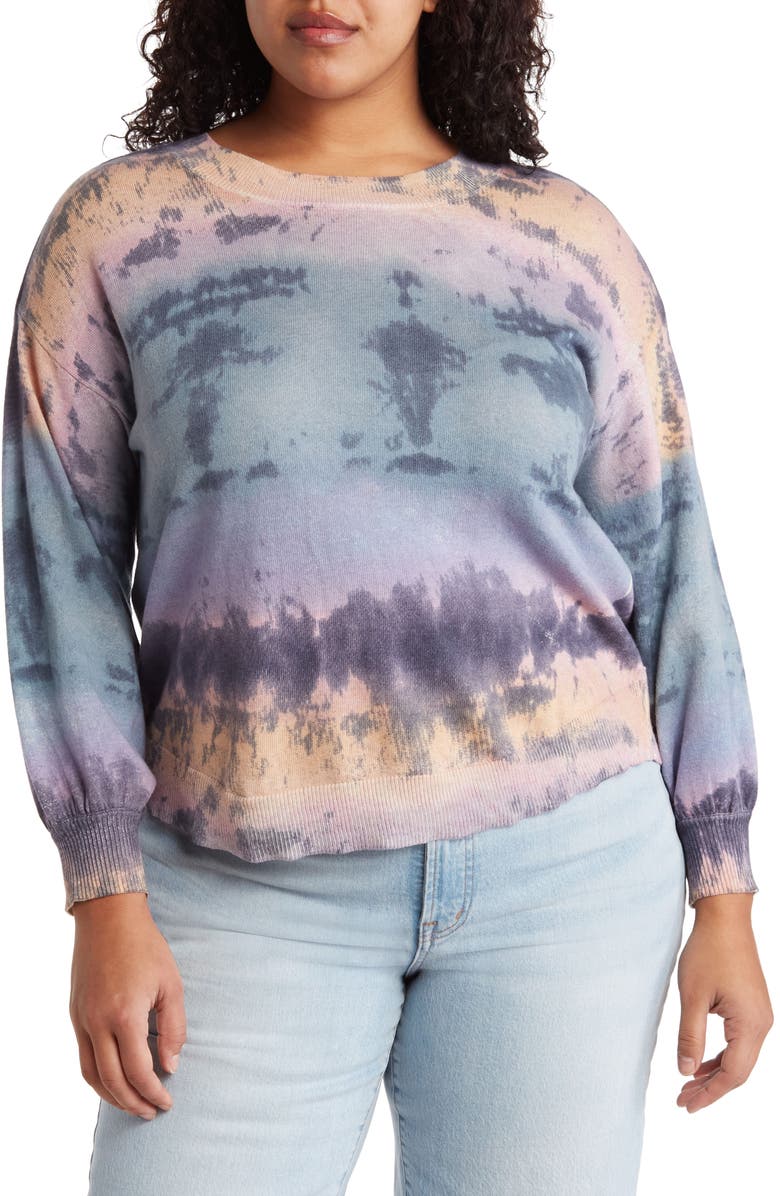 Wit & Wisdom Tie Dye Blouson Sleeve Cotton Sweatshirt, Main, color,