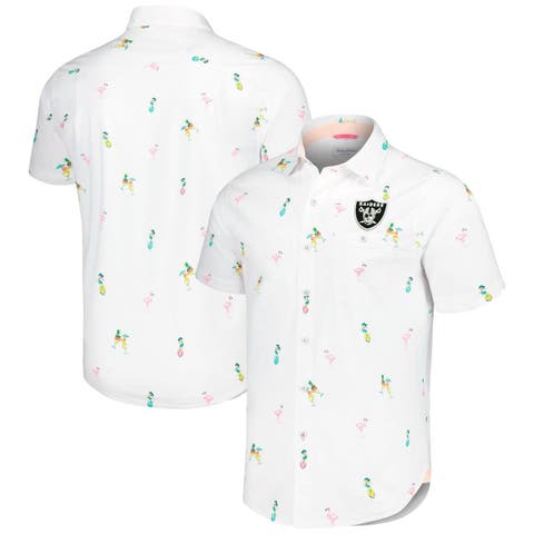 Men's Tommy Bahama White Las Vegas Raiders Nova Wave Flocktail Button-Up Shirt