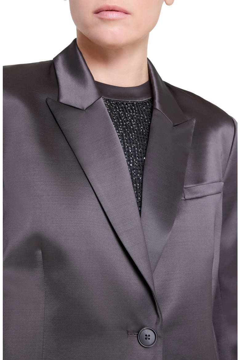 Sawyer Boxy Crop Satin Blazer, Alternate, color, CHOCOLATE TORTE