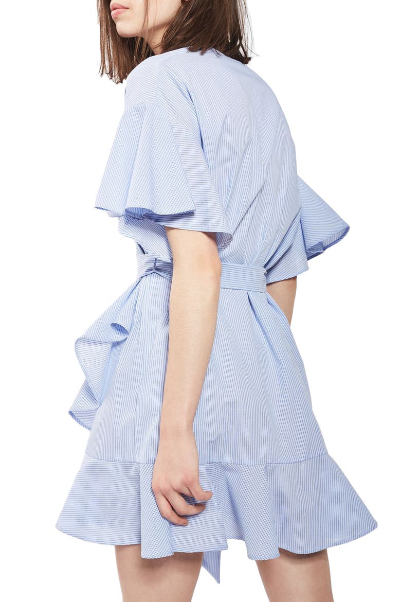 Stripe Wrap Dress, Alternate, color, BLUE