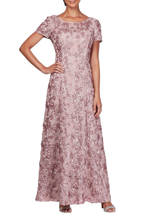 Embellished Lace A-Line Evening Gown