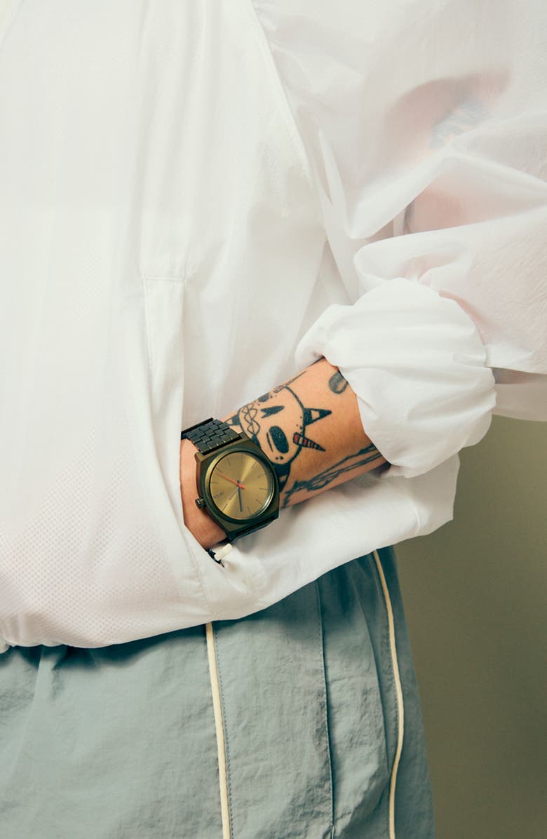 Nixon Time Teller Bracelet Watch, 37mm, Alternate, color, Dark Olive / Dark Olive