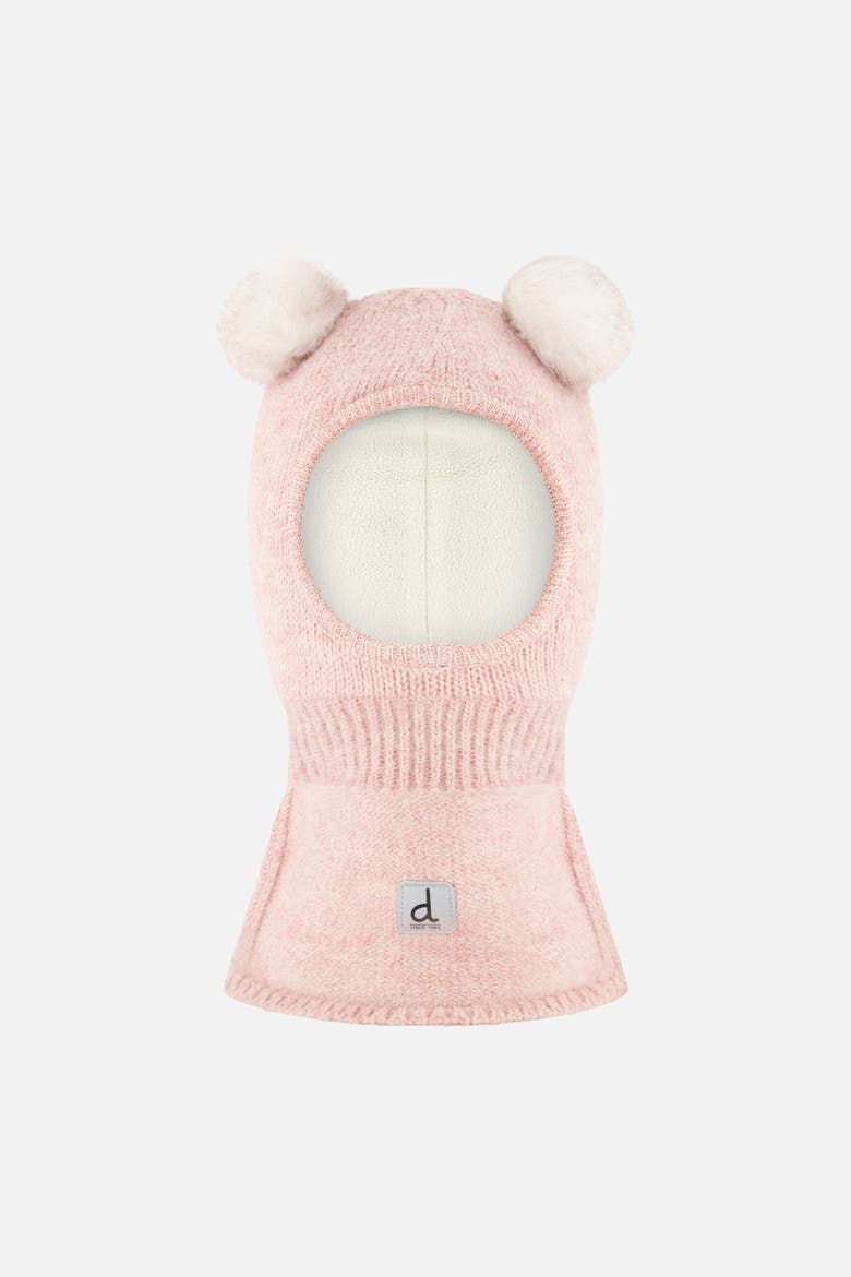 Girl Knit Bear Ear Fleece Lined Balaclava, Main, color, Pale Dusty Pink