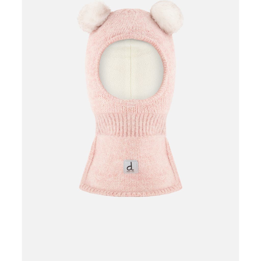 Deux par Deux Girl Knit Bear Ear Fleece Lined Balaclava in Pale Dusty Pink at Nordstrom, Size Medium
