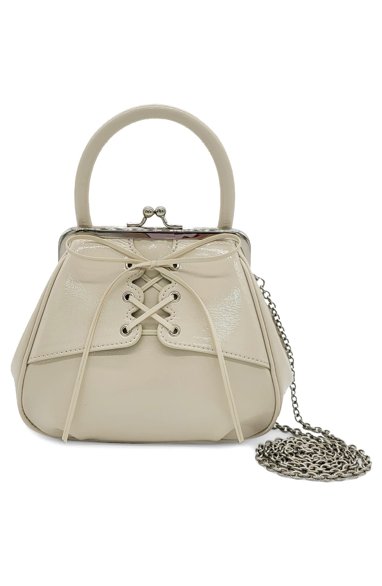 Mini Lace Up Leather Tote, Alternate, color, IVORY